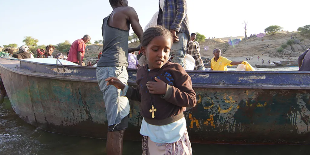 Children, women and men are arriving exhausted and scared in neighbouring Sudan.