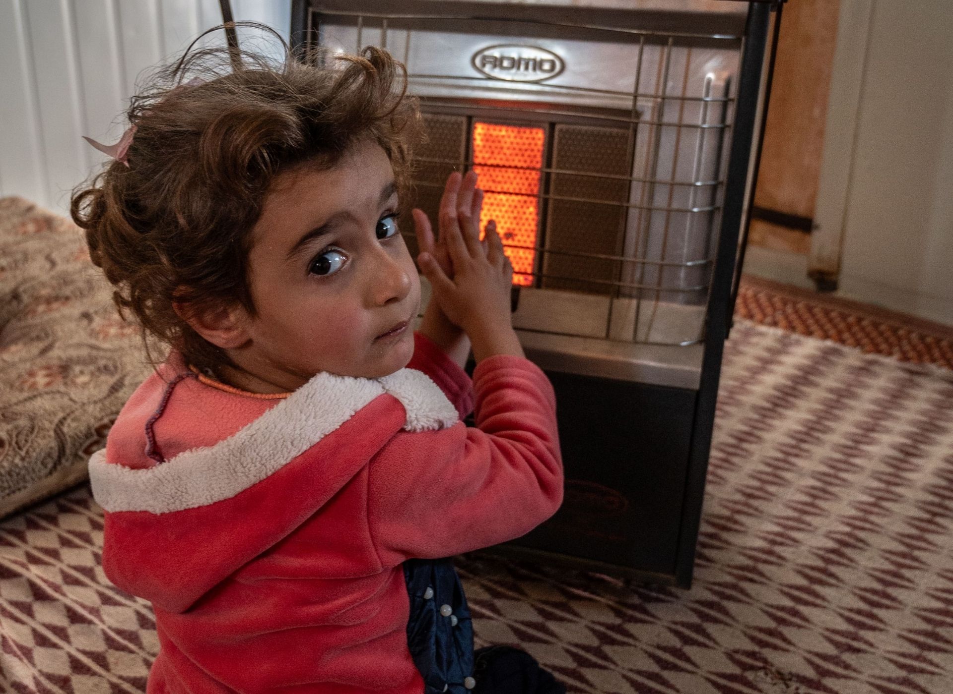 Jordan Syrian Refugee Girl Beside Gas Heater Zaatari