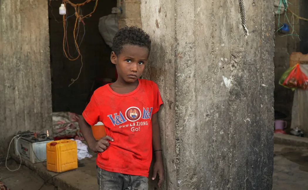 Yemen. Mohammed Saleh, 9, fled Taizz with his family and now lives in a makeshift camp in Lahj.