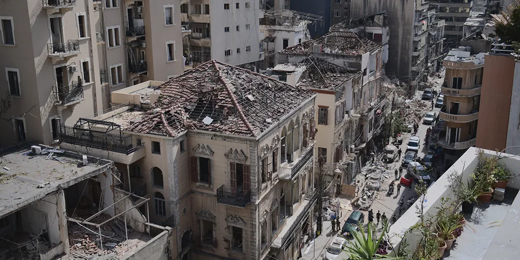 damaged buildings from the Beirut explosion