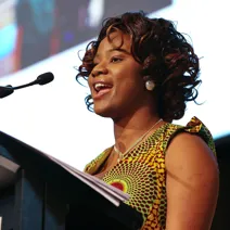 Yarrie Bangura speaking at Mothers Day Lunch
