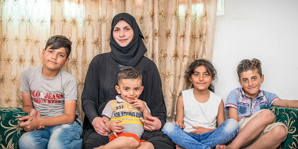 Fatima with four of her children
