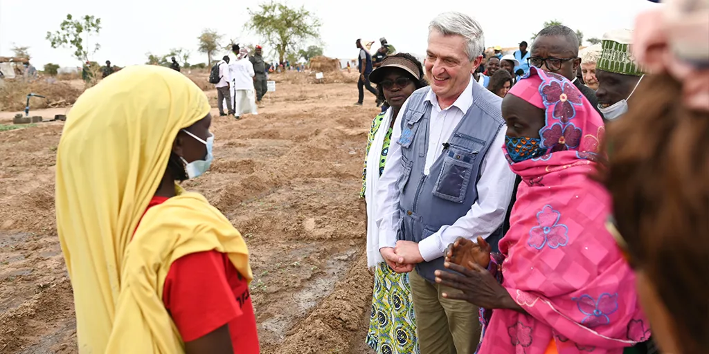 UN High Commissioner for Refugees Filippo Grandi visits Bogo relocation site for internally displaced people © UNHCR/Colin Delfosse